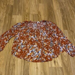 Ces Femme Floral Rust Women's Top; size XL